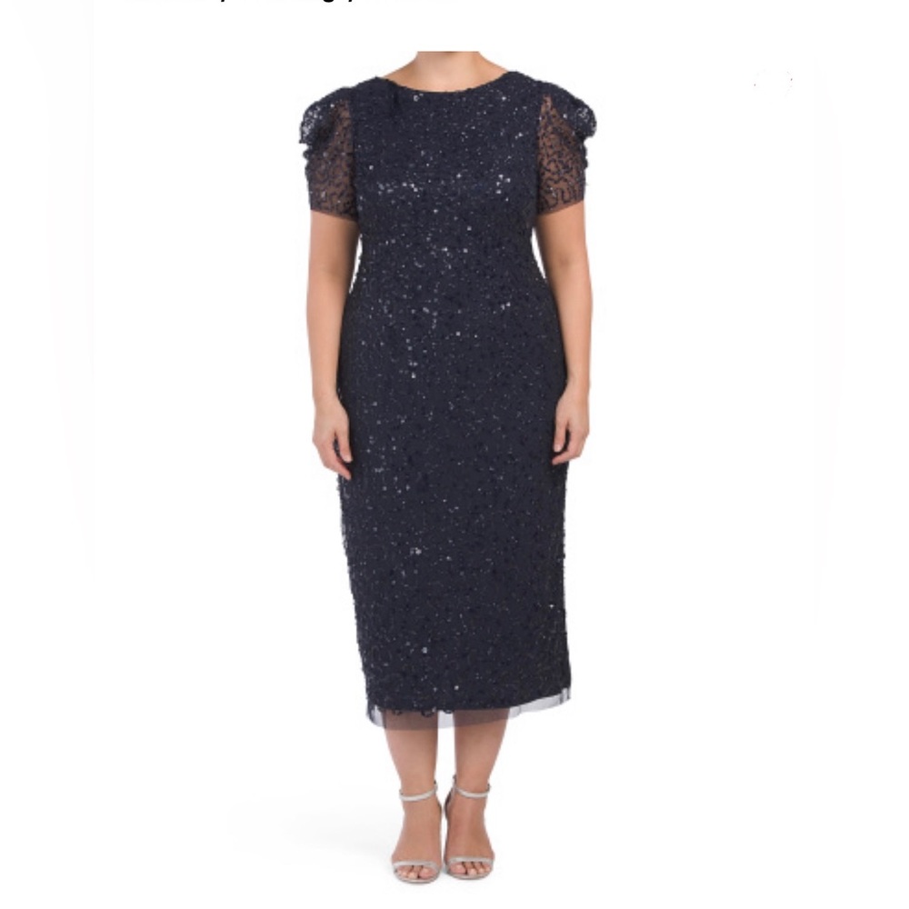 Adrianna Papell Navy Blue Sequin Dress